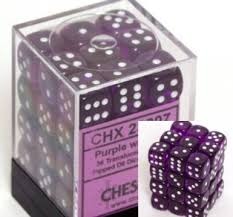 CHX 23807 Purple w/White (36 Translucent 12mm Pipped d6 Dice Block)